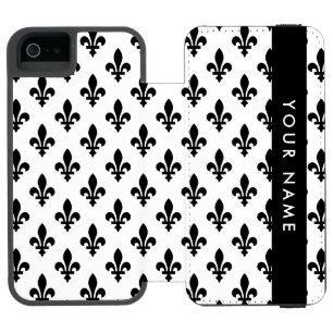 Fleur de Lis, Schwarz auf Weiß, Schwarz, Ihr Name Incipio Watson™ iPhone 5 Geldbörsen Hülle