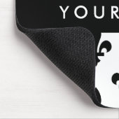 Fleur de Lis, Schwarz auf Weiß, Schwarz, Ihr Name Mousepad (Ecke)