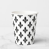 Fleur de Lis, Schwarz auf Weiß, Schwarz, Ihr Name Pappbecher (Rückseite)