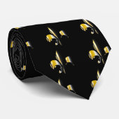 Fleur de Lis/schwarz + gold Krawatte (Gerollt)
