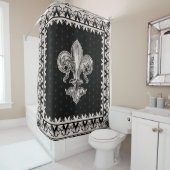 Fleur-de-lis - Schwarz und Creme Duschvorhang (Beispiel)