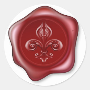Fleur-de-lis Sealing Wax Runder Aufkleber