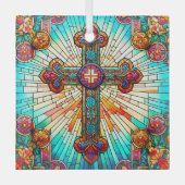 Fleur-de-Lis Suncatcher Gestaltglas-Design Ornament Aus Glas (Vorderseite)