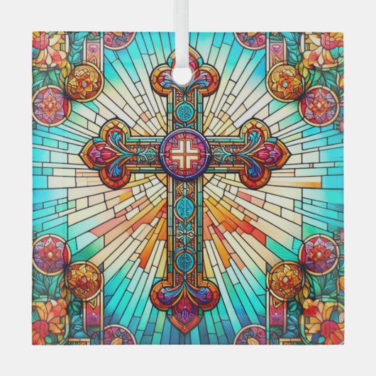 Fleur-de-Lis Suncatcher Gestaltglas-Design Ornament Aus Glas (Vorderseite)