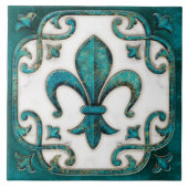 Fleur-De-Lis Vintag Verdigris-Marmor Fliese (Vorderseite)