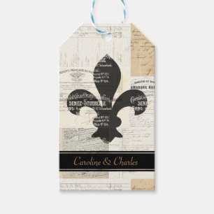 Fleur de Lis Vintage Französisches Hochzeitsgesche Geschenkanhänger