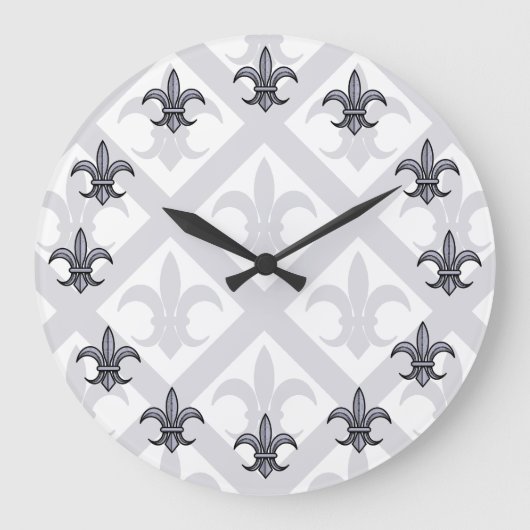 Fleur-de-Lis Wall Clock (silver) Große Wanduhr (Vorderseite)