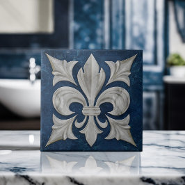 Fleur-De-Lis-weißer und blauer Marmor Fliese