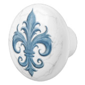 Fleur-De-Lis-weißer und blauer Marmor Keramikknauf (Rechts)
