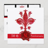FLEUR DE LISE ANNIVERSARY Red Wax Siegel Monogram Einladung (Vorne/Hinten)