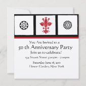 FLEUR DE LISE ANNIVERSARY Red Wax Siegel Monogram Einladung (Rückseite)