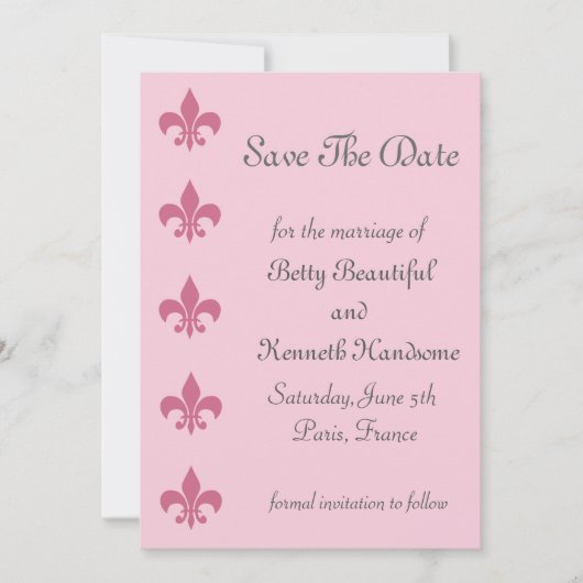Fleur de Lise Save the Date in Hübschen Pinks (Vorderseite)