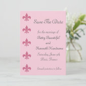 Fleur de Lise Save the Date in Hübschen Pinks (Stehend Vorderseite)