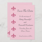 Fleur de Lise Save the Date in Hübschen Pinks (Vorne/Hinten)