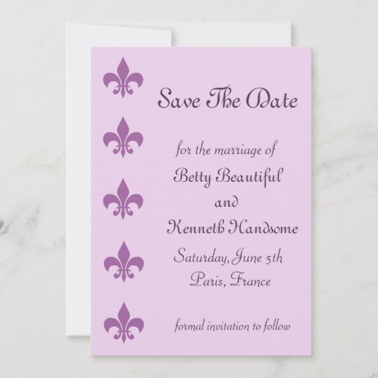 Fleur De Lise Save the Date in Lilacs (Vorderseite)