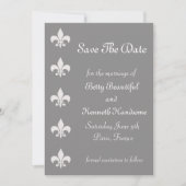 Fleur De Lise Save the Date in Smokey Grays (Vorderseite)