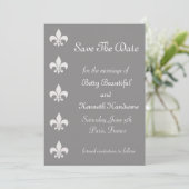 Fleur De Lise Save the Date in Smokey Grays (Stehend Vorderseite)