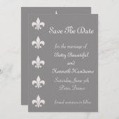 Fleur De Lise Save the Date in Smokey Grays (Vorne/Hinten)