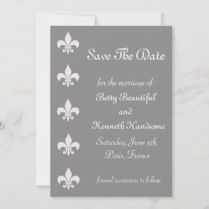 Fleur De Lise Save the Date in Smokey Grays
