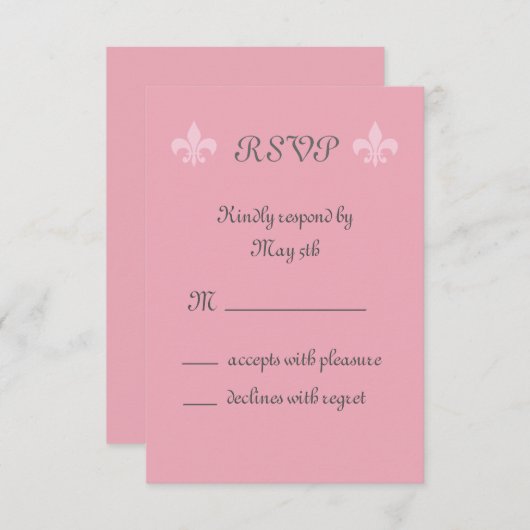 Fleur de Lise UAWG in Hübschen Pinks RSVP Karte (Vorne/Hinten)