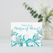 Fleur de Lyrica Matron of Honor Request | AQUAMARI Einladung (Stehend Vorderseite)
