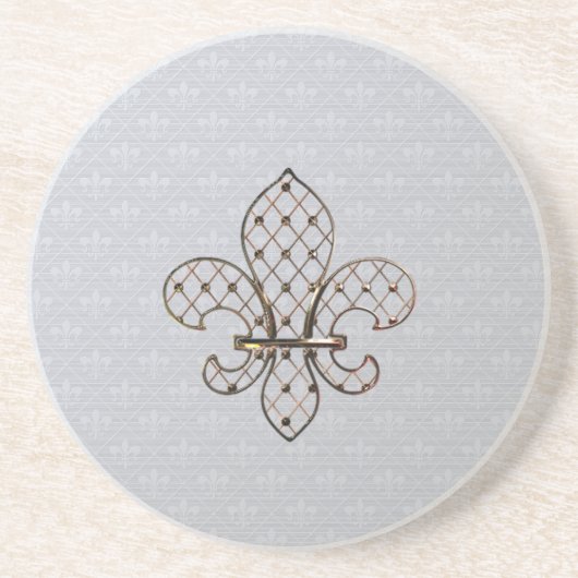 Fleur de Lys Pattern Sandstone Untersetzer (Vorne)