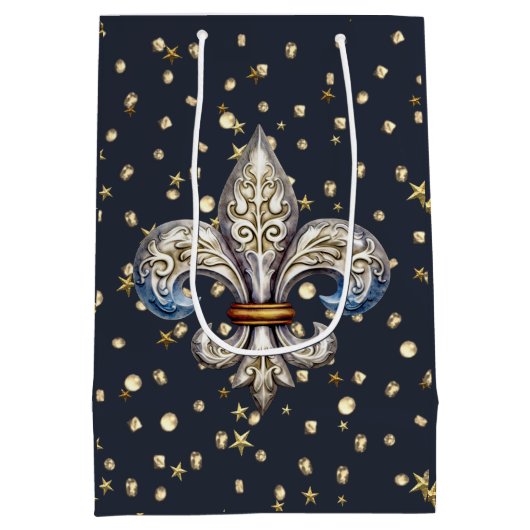 Fleur de Lys Wrapping Paper Mittlere Geschenktüte (Rückseite)