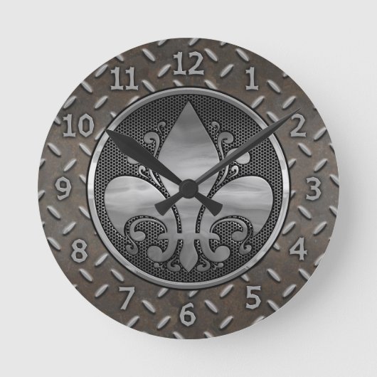 Fleur de Metallic Runde Wanduhr (Vorderseite)