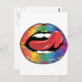 Fleur De Rainbow Licking Lips Postkarte (Vorne/Hinten)