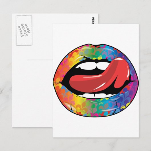 Fleur De Rainbow Licking Lips Postkarte (Vorne/Hinten)