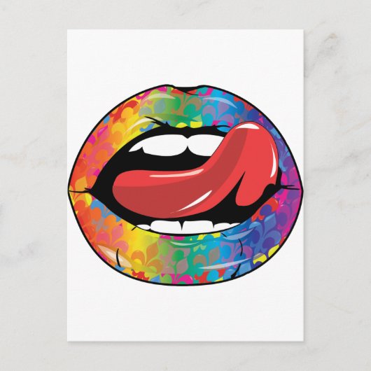 Fleur De Rainbow Licking Lips Postkarte (Vorderseite)