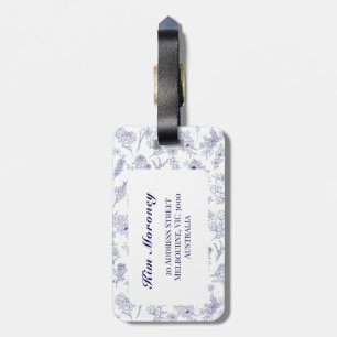 Fleur de Saison Blaues und Weißes Reisegepäck-Etik Gepäckanhänger