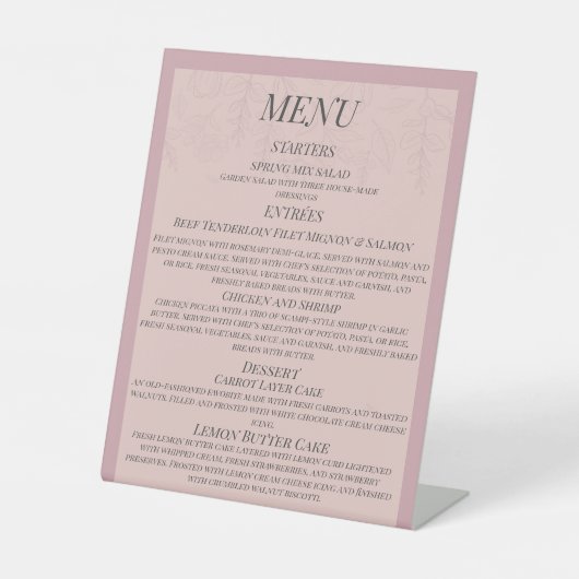 Fleur de Satin Menu Sockelschild (Vorderseite)