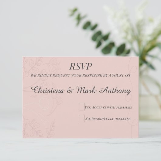 Fleur de Satin  RSVP Karte (Stehend Vorderseite)