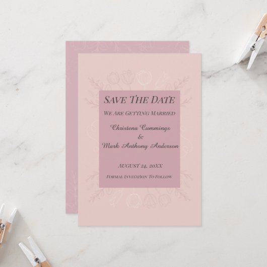 Fleur de Satin Wedding Save The Date Announcement Einladung (Vorderseite/Rückseite Beispiel)