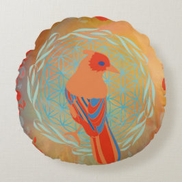 Fleur de vie oiseau rundes kissen