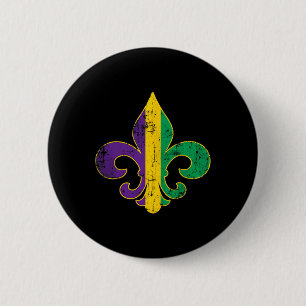 Fleur Delis Mardi Gras Symbol Louisiana Carnival N Button