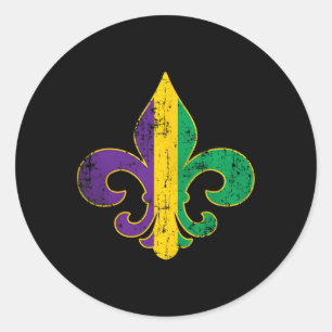 Fleur Delis Mardi Gras Symbol Louisiana Carnival N Runder Aufkleber