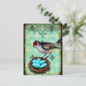 Fleur Di Lis Bird Nest Shabby Chic Postkarte (Stehend Vorderseite)