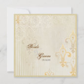 Fleur di Lys Damask 2 Cream Wedding Einladung (Vorderseite)