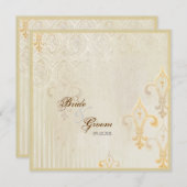 Fleur di Lys Damask 2 Cream Wedding Einladung (Vorne/Hinten)