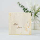 Fleur di Lys Damask 2 Cream Wedding Einladung (Stehend Vorderseite)