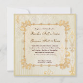 Fleur di Lys Damask 2 Cream Wedding Einladung (Rückseite)