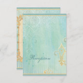 Fleur di Lys Damask 2 - RSVP-Antwortkarte für Hoch Begleitkarte (Vorne/Hinten)