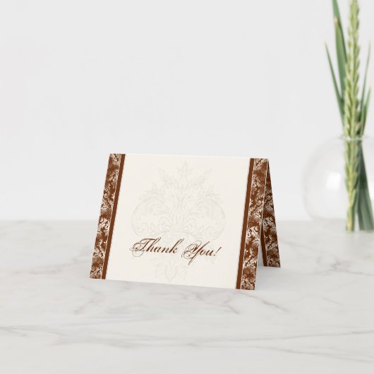Fleur di Lys Damask - Braun Vielen Dank, dass Sie Dankeskarte (Vorderseite)