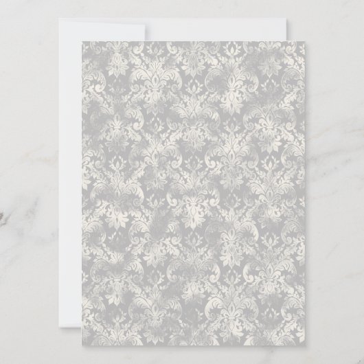 Fleur di Lys Damask - Einladung zur Hochzeit in Gr (Rückseite)