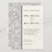 Fleur di Lys Damask - Einladung zur Hochzeit in Gr (Vorne/Hinten)