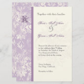 Fleur di Lys Damask - Einladung zur Hochzeit von L (Vorne/Hinten)