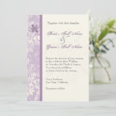 Fleur di Lys Damask - Einladung zur Hochzeit von L (Stehend Vorderseite)