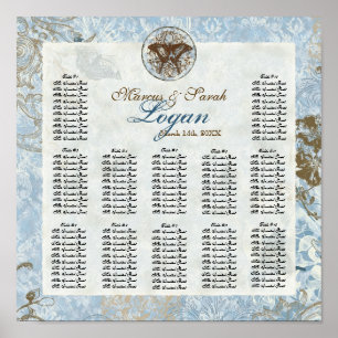 Fleur di Lys Damask Empfang Tischübersicht Poster